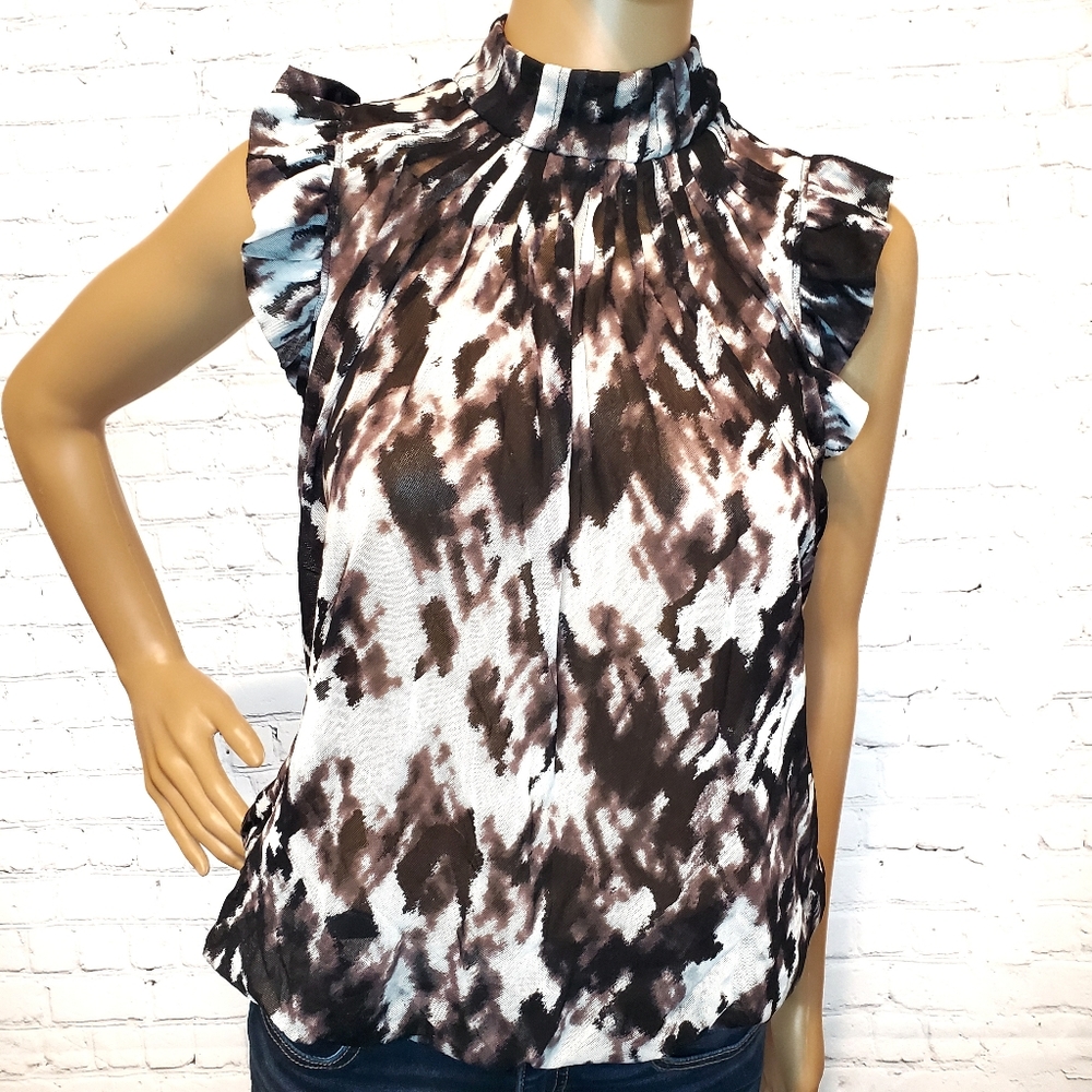 🎀3/$25 The Limited Sheer Ruffle Hi-neck Tank